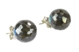 1 Paar Ohrringe 10mm Ohrstecker , Labradorit A Silber bedampft auf aus 925 Sterling Silber , 1 Paar ( Ohrstecker )