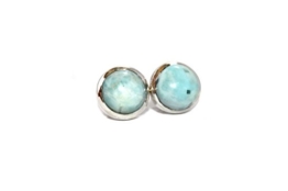 1 Paar Ohrringe 10mm Ohrstecker , Larimar in aus 925 Sterling Silber , 1 Paar ( Ohrstecker )
