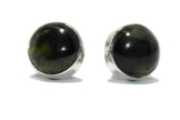 1 Paar Ohrringe 11mm Ohrstecker , Canada Jade dunkel in aus 925 Sterling Silber , 1 Paar ( Ohrstecker )