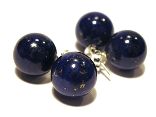 1 Paar Ohrringe 12mm Ohrstecker , Lapislazuli / Lapis Lazuli AA in aus 925 Sterling Silber , 1 Paar ( Ohrstecker )