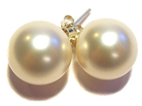 1 Paar Ohrringe 12mm Shellbased Perle weiß auf 925er ( Ohrstecker )
