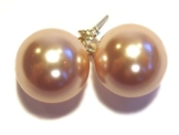 1 Paar Ohrringe 14mm Shellbased Perle rosé auf 925er ( Ohrstecker )