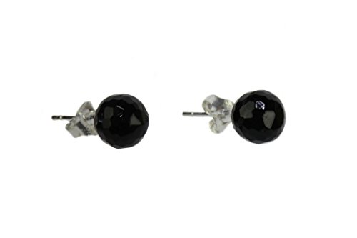 1 Paar Ohrringe 6mm fac. Kugelohrstecker , schwarzer Turmalin , aus 925 Sterling Silber , VPE 1 Paar ( Ohrstecker )