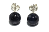 1 Paar Ohrringe 7 – 8mm Ohrstecker , Saphir – Kugeln auf aus 925 Sterling Silber , VPE 1 Paar ( Ohrstecker )