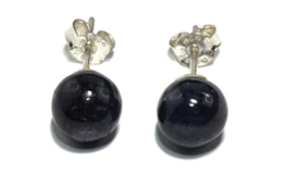 1 Paar Ohrringe 7 – 8mm Ohrstecker , Saphir – Kugeln auf aus 925 Sterling Silber , VPE 1 Paar ( Ohrstecker )