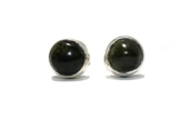1 Paar Ohrringe 7mm Ohrstecker , Canada Jade dunkel in aus 925 Sterling Silber , 1 Paar ( Ohrstecker )