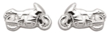 1 Paar Silber Ohrringe / Ohrstecker Motorrad aus 925 Sterling Silber ( 9,1 x 5,5 mm )