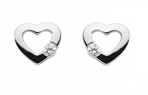 1001 JEWELS Silber Ohrstecker Ohrringe Herz mit Zirkonia aus Sterling Silber 925 -