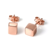 18K in Rotgold getauchtes Sterlingsilber 5mm Kubus Ohrstecker