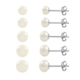 5 Kezef Set Ohrstecker Sterlingsilber Süßwasserperle Weiß – 5 Größen