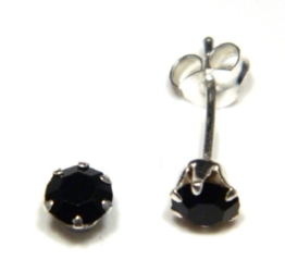 5 mm Kristall, Schwarz, Ohrstecker 925 Sterling Silber, für einen Glanzpunkt im Leben.