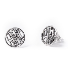 81stgeneration Sterling Silber Doppel-Glück Freude Gestüt Paar Ohrringe chinesischen Feng-Shui-Hand poliert