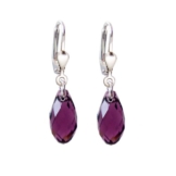 925 Silber Ohrringe mit SWAROVSKI ELEMENTS Briolette Kristall Amethyst, lila, aubergine