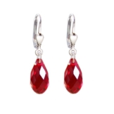 925 Silber Ohrringe mit SWAROVSKI ELEMENTS Briolette Kristall Siam, rot