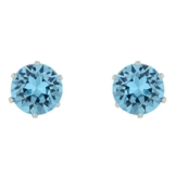 925 Sterling Silber 8mm Ohrstecker mit Swarovski Aquamarin Kristalle