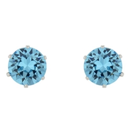 925 Sterling Silber 8mm Ohrstecker mit Swarovski Aquamarin Kristalle