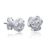 925 Sterling Silber Ohrstecker Rose Silber Ohrringe Rosen Blüte Ø 7mm hochglanz inkl. Schmuck Box #SO-48