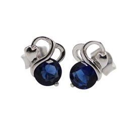 925 Sterling Silber Rund 5 mm Saphir blau Stein Cut CZ Ohrstecker Ohrring
