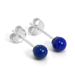 925 Sterlingsilber & 4mm Lapislazuli Stein Ohrstecker