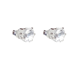 925er Sterling Silber Ohrstecker Studs ca.5mm Herz eingefasst mit klaren Zirkonia in Schmuckbox