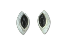 ALUNA Damen Ohrstecker Silber 925 gebürstet mit Onyx Cabochon Navette