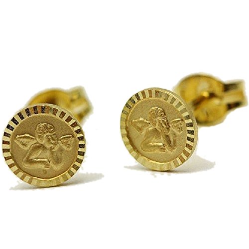 ASS 333 Gold Paar Ohrringe Ohrstecker Stecker Engel Schutzengel, rund diamantiert