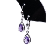 ASS 925 Silber Ohrringe Ohrhänger Brisur Tropfenform mit Amethyst echt