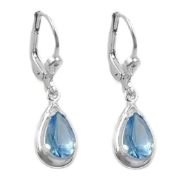 ASS 925 Silber Ohrringe Ohrhänger Brisur Tropfenform mit Blautopas echt Tropfen