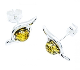ASS Silber Damen Ohrstecker mit echtem grüne Bernstein rundform 17 mm. NEU