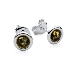 Amazing Grün, Bernstein und Sterling-Silber 925 Ohrstecker Ohrringe