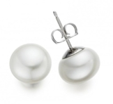 Andante-Stones 925 Sterling Silber OHRRINGE mit edlen weißen Süßwasserperlen + Organzasäckchen