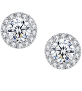 Arco Iris Schmuck Sterling Silber Halo Runden Zirkonia Ohrstecker für Frauen und Mädchen – sy031e1