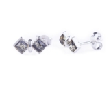 Baltischer Bernstein Grün Sterling Silber Ohrstecker Fancy Square Jewelry