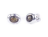 Baltischer Bernstein Grün Sterling Silber Ohrstecker oval Jewelry