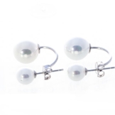 Bella Carina doppelte Ohrstecker Perle weiß Tribal 925 Sterling Silber