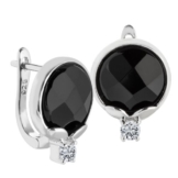 Bella Donna Damen- Ohrclipse 925 Silber ca. ct. 2 Onyxe 11 mm