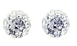 Bentleys Bargain Warehouse Ohrstecker Shamballa Sterling-Silber 925 Swarovski-Kristall Weiß