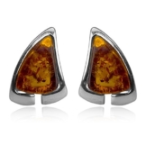 Bernstein Sterling Silber Dreikant Ohrstecker