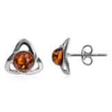 Bernstein Sterling Silber Keltischer Rund Ohrstecker