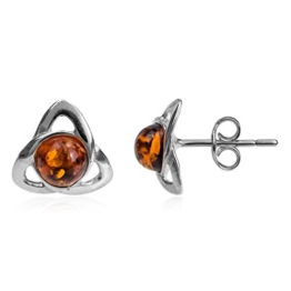 Bernstein Sterling Silber Keltischer Rund Ohrstecker