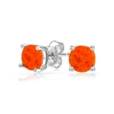 Bling Jewelry 925 Silber Runde Orange synthetischer Feueropal Ohrstecker 6mm