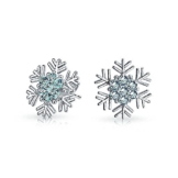 Bling Jewelry 925er Silber CZ Blau Geburtsstein Dezember Schneeflocke Ohrstecker