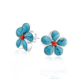 Bling Jewelry 925er Silber Türkis Synthetische Synthetische Coral Ohrringe