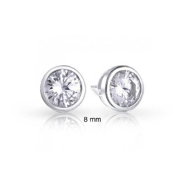 Bling Jewelry 925er Sterling Lünette Runden CZ Männer Unisex Ohrstecker 8mm