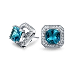 Bling Jewelry Aquamarin CZ März Geburtsstein Bolzen 925er Silber
