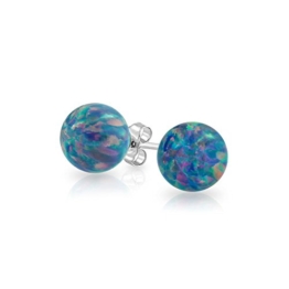Bling Jewelry Bead-Anhänger Sterling-Silber 925 Opal Geburtsstein Oktober, Synthetik, Schwarz, 8 mm
