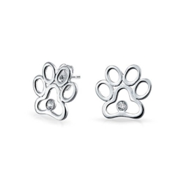 Bling Jewelry Bead Pfotenabdruck Tier Sterlingsilber Zirkonia Ohrringe