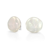 Bling Jewelry Braut 925er Sterling Silber Süßwasserperle Münze Clip On-Ohrstecker