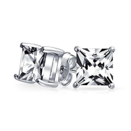 Bling Jewelry Herrenring CZ Princess-Schliff Ohrstecker aus 925er Sterling-Silber 10mm
