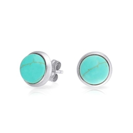 Bling Jewelry Lünette Runden Türkis Bolzen Sterling-Silber Ohrringe 8mm